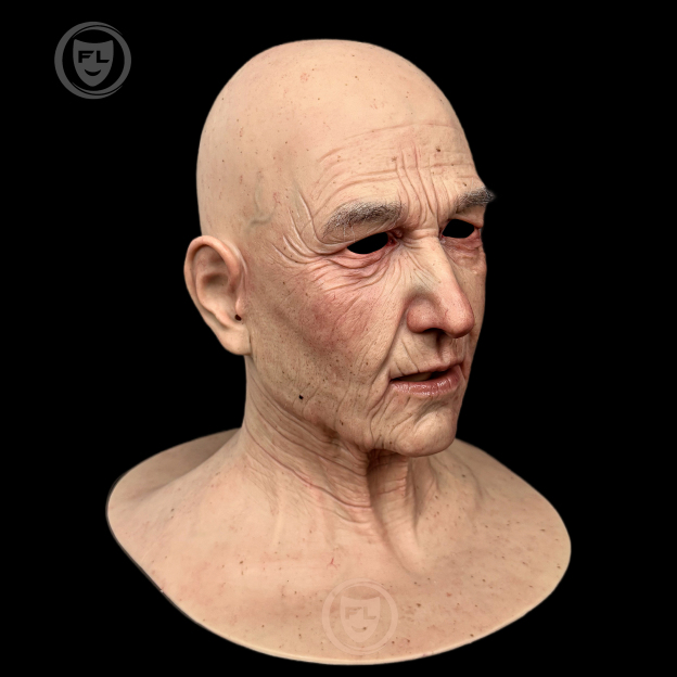 Ultra realistic elderly silicone mask side profile