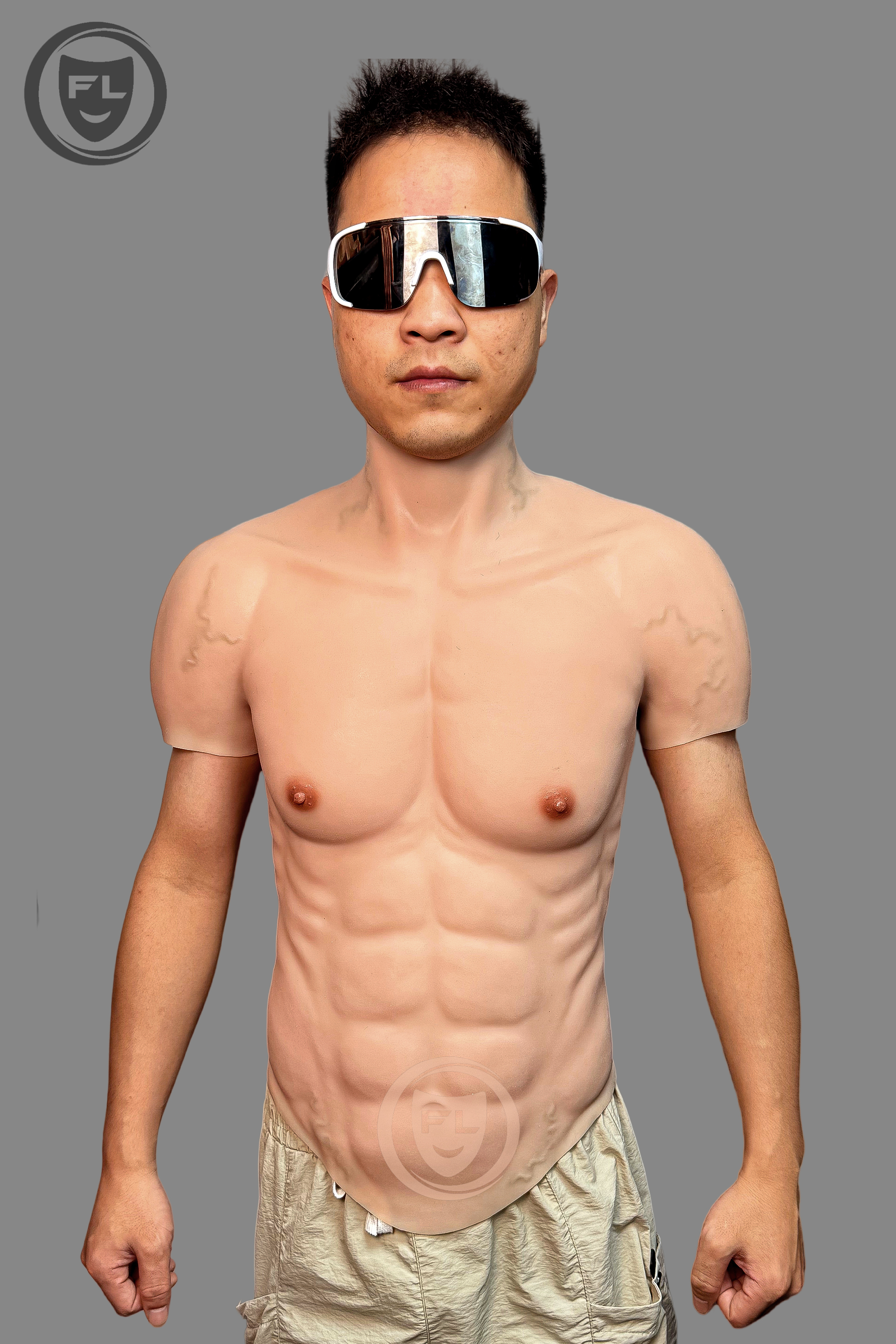 Silicone Muscle Suit Upgraded Version Male Chest with Arms Realistic Fake Muscle Costume Cosplay Halloween Carnival