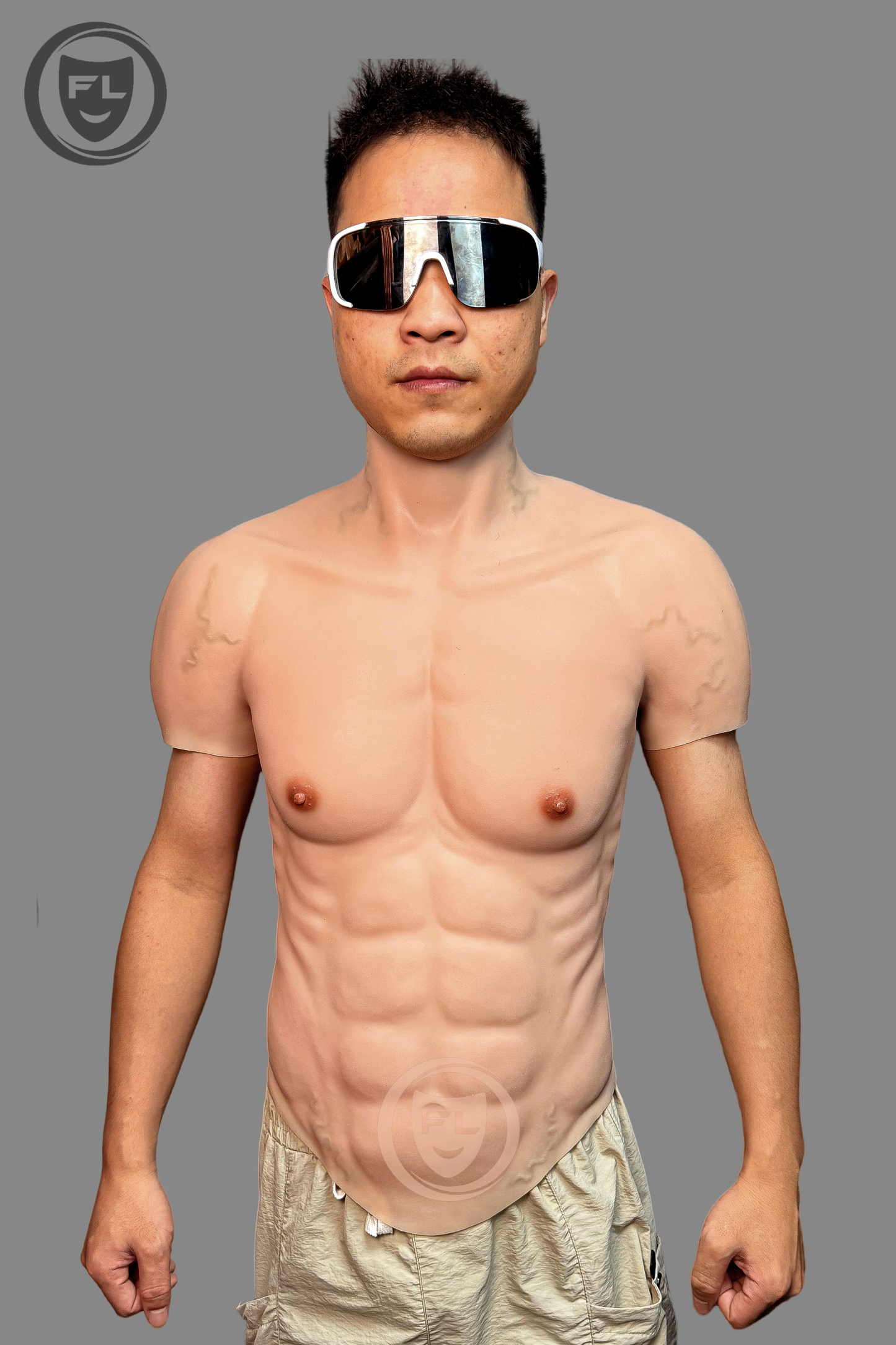 Silicone Muscle Suit Upgraded Version Male Chest with Arms Realistic Fake Muscle Costume Cosplay Halloween Carnival