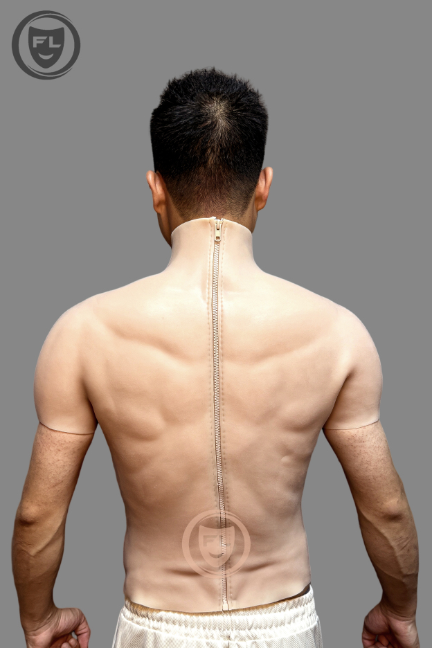 Silicone muscle suit back view