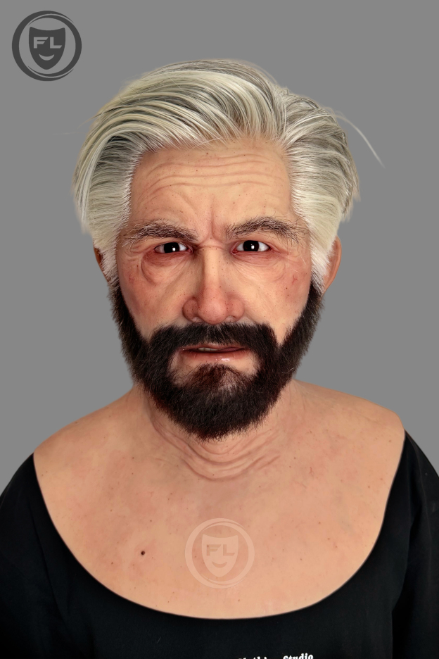 Ultra Realistic Silicone Mask with Hair and Beard Full Head Old Man Cosplay Mask