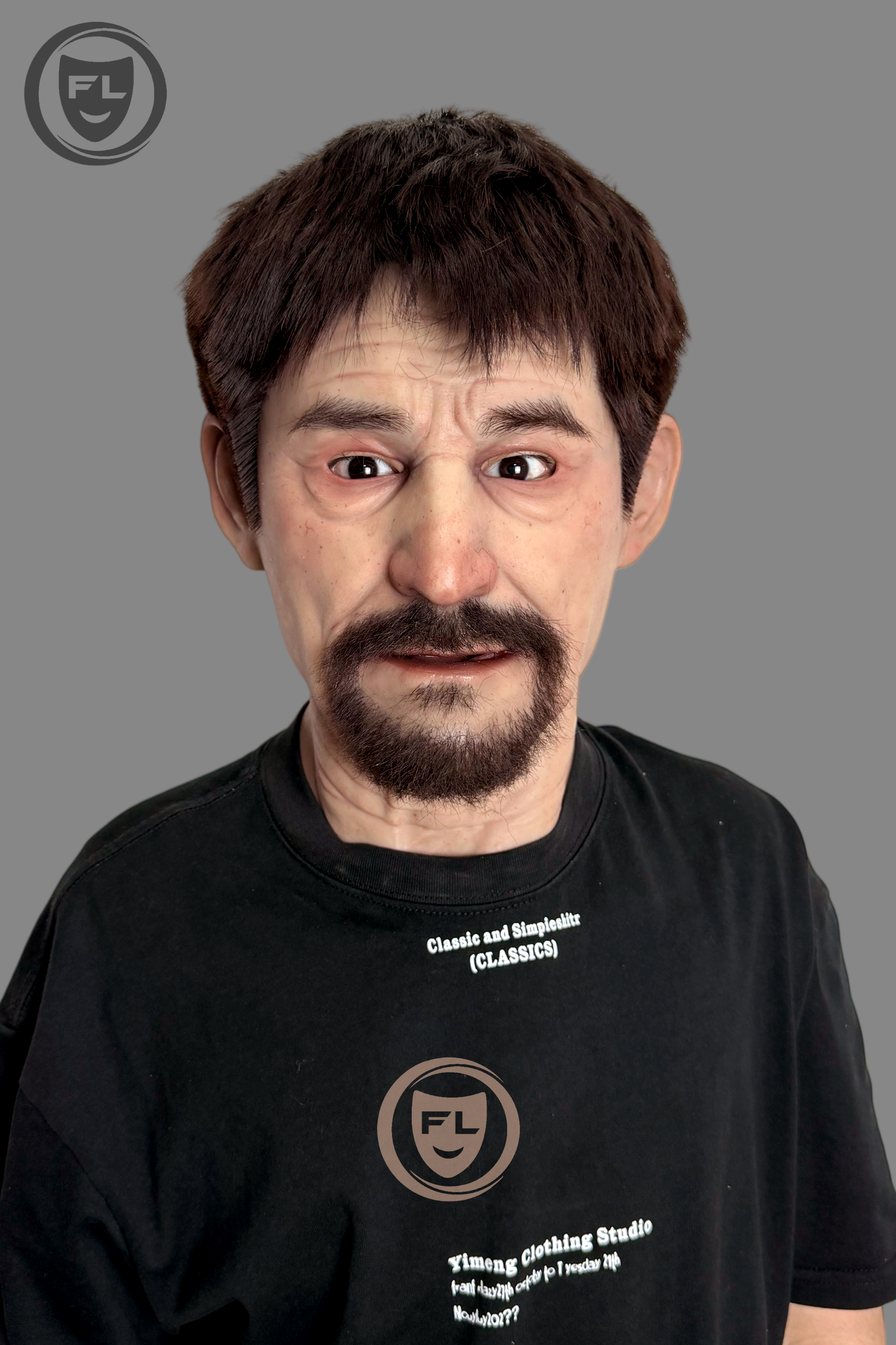 Realistic Silicone Mask Full Head Male Face Mask with Hair Beard Cosplay