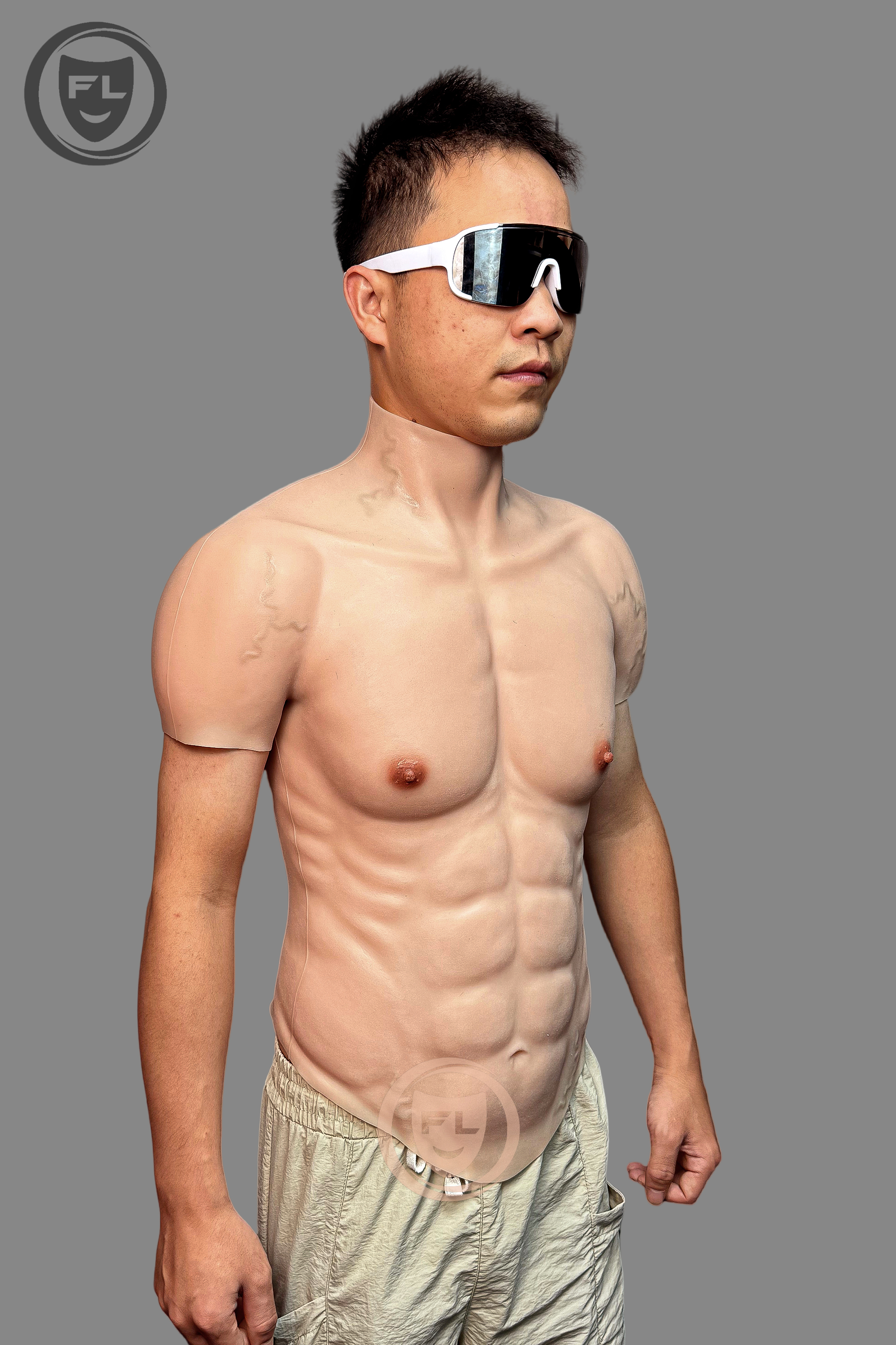 Silicone Muscle Suit Upgraded Version Male Chest with Arms Realistic Fake Muscle Costume Cosplay Halloween Carnival