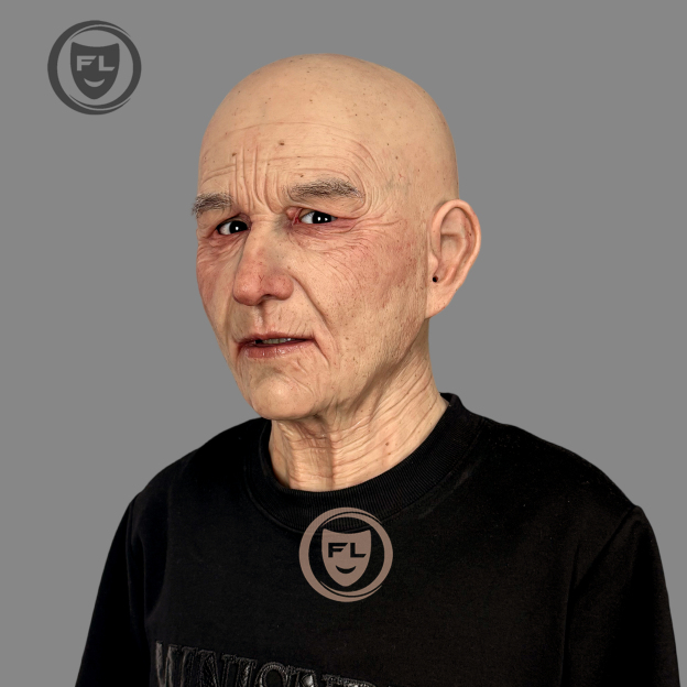 Handcrafted platinum silicone old age mask