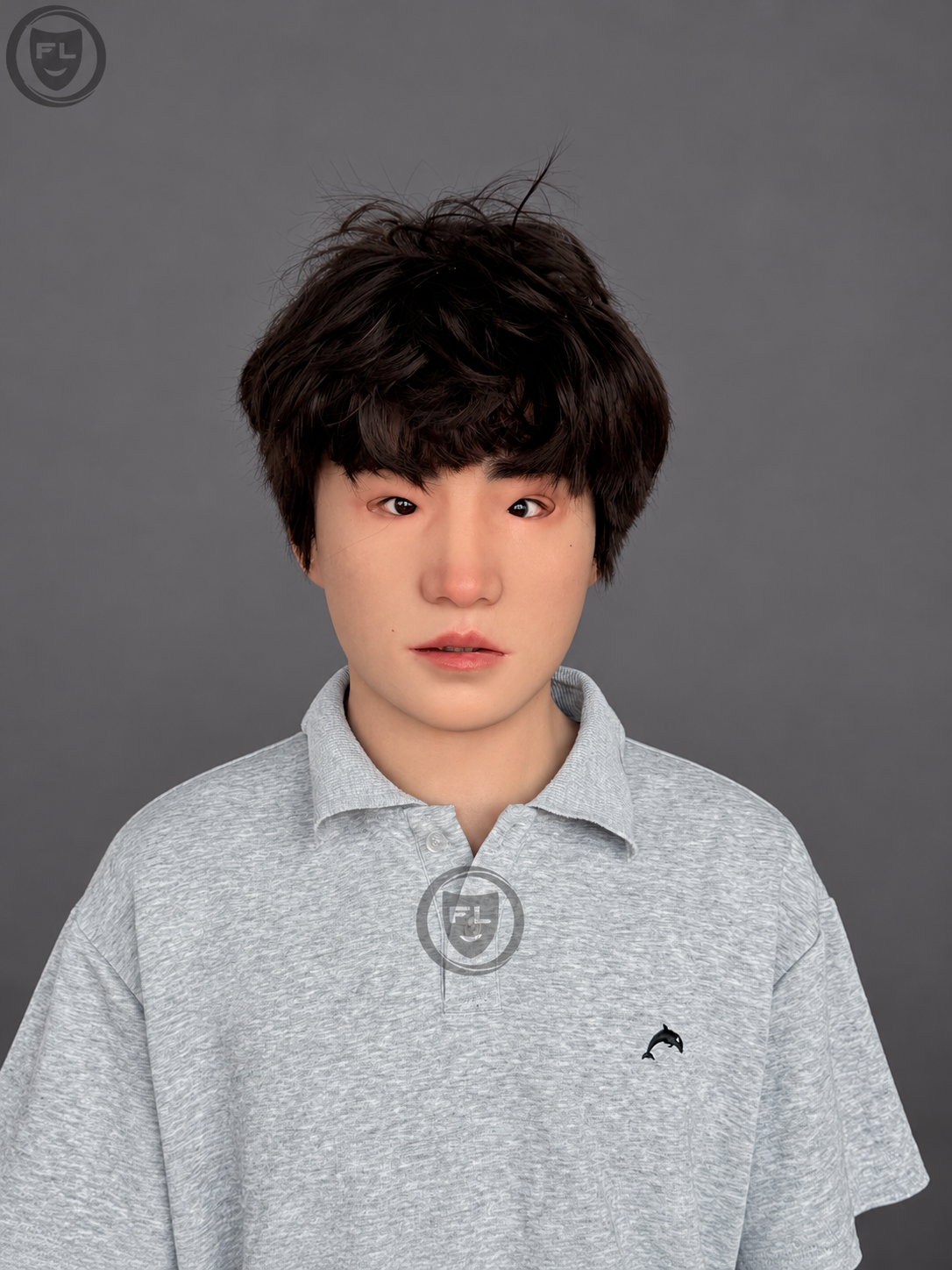 Handsome Young Man with Single Eyelids Silicone Face Mask