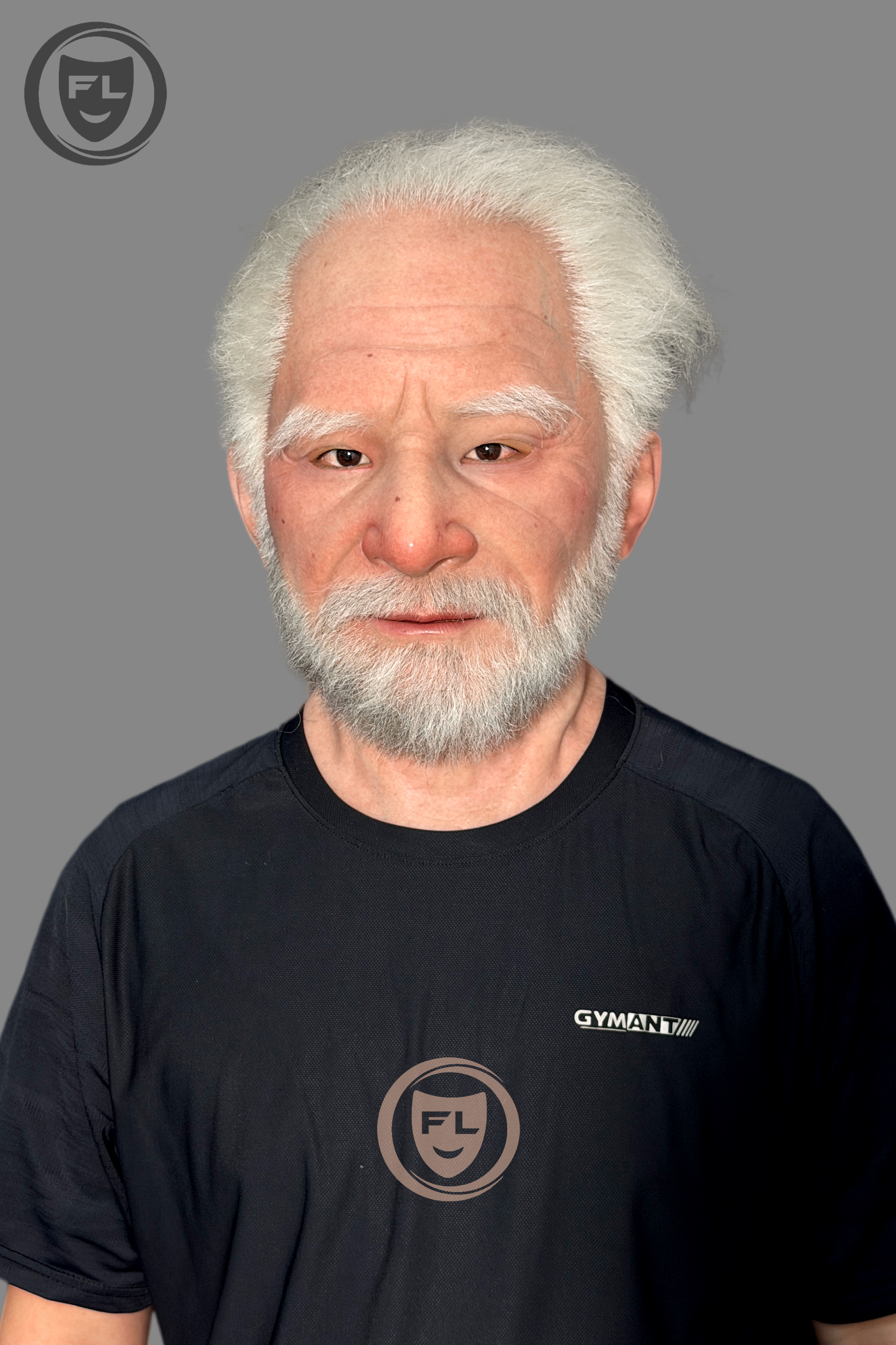 Ultra Realistic Elderly Silicone Mask – Full Head Old Man Disguise with White Hair & Beard