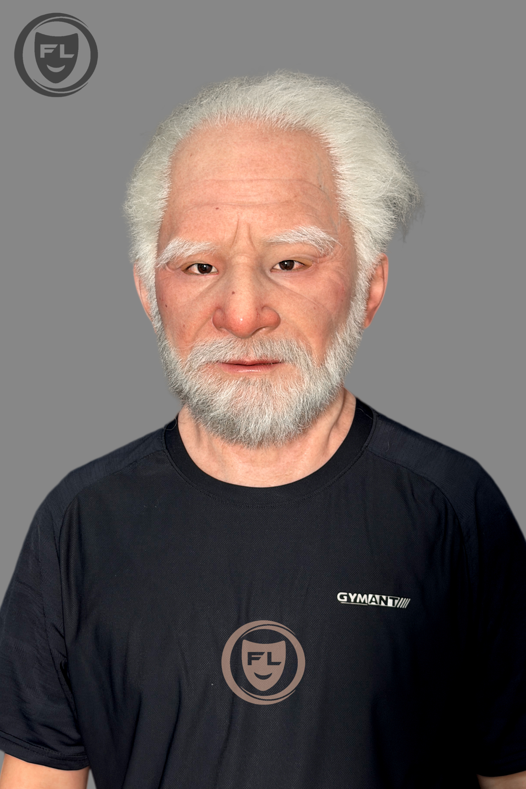 Ultra Realistic Elderly Silicone Mask – Full Head Old Man Disguise with White Hair & Beard