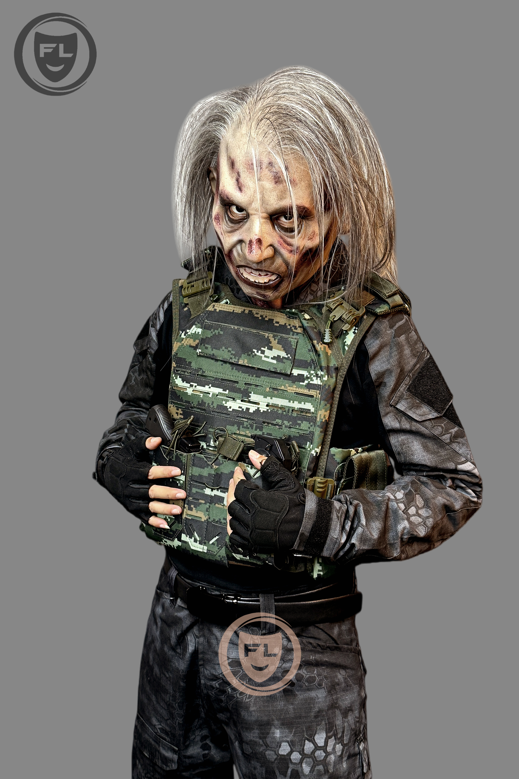 Hyper-Realistic Zombie Soldier Silicone Mask - Full Face Halloween Cosplay Horror Mask