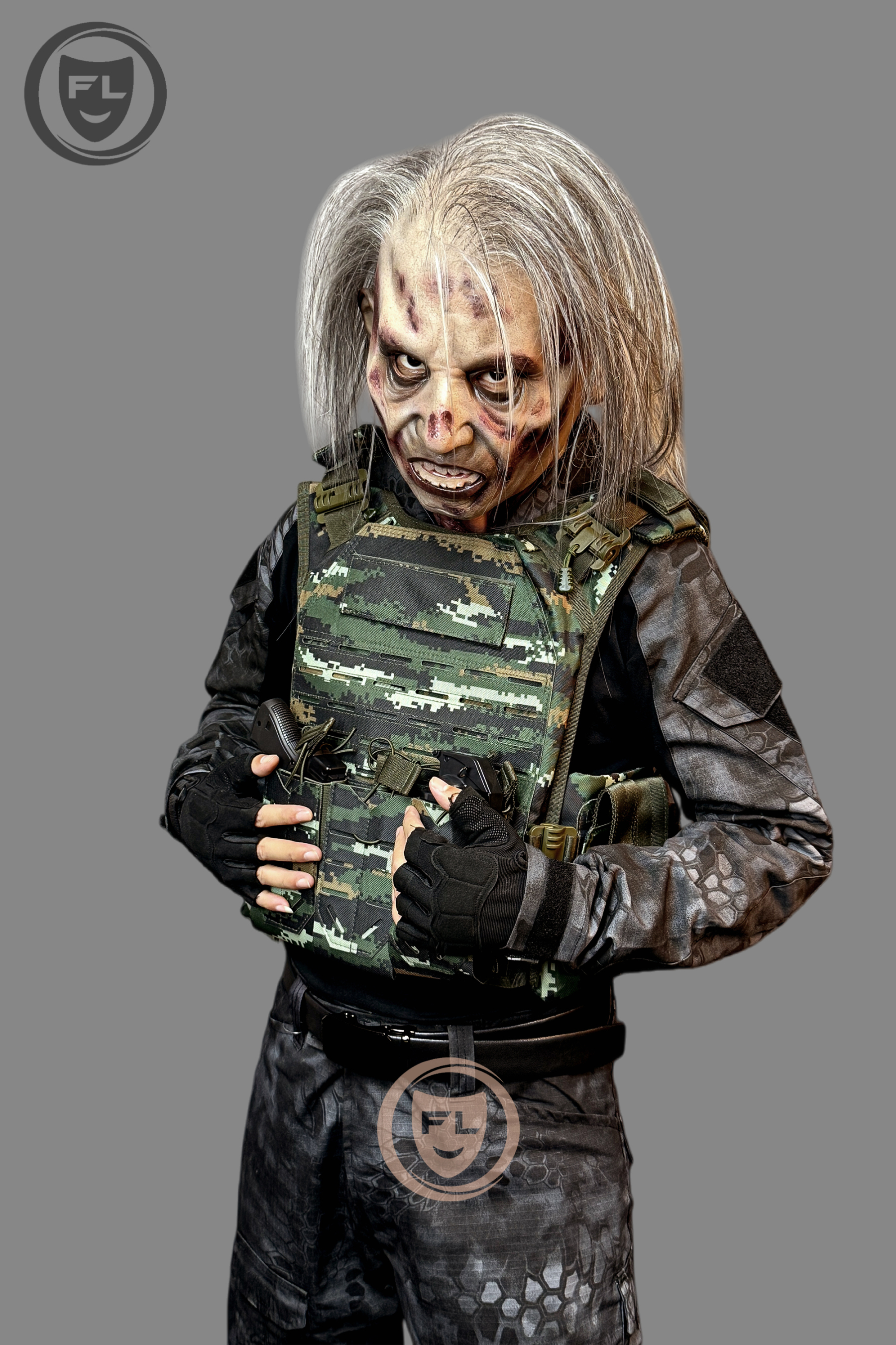 Hyper-Realistic Zombie Soldier Silicone Mask - Full Face Halloween Cosplay Horror Mask