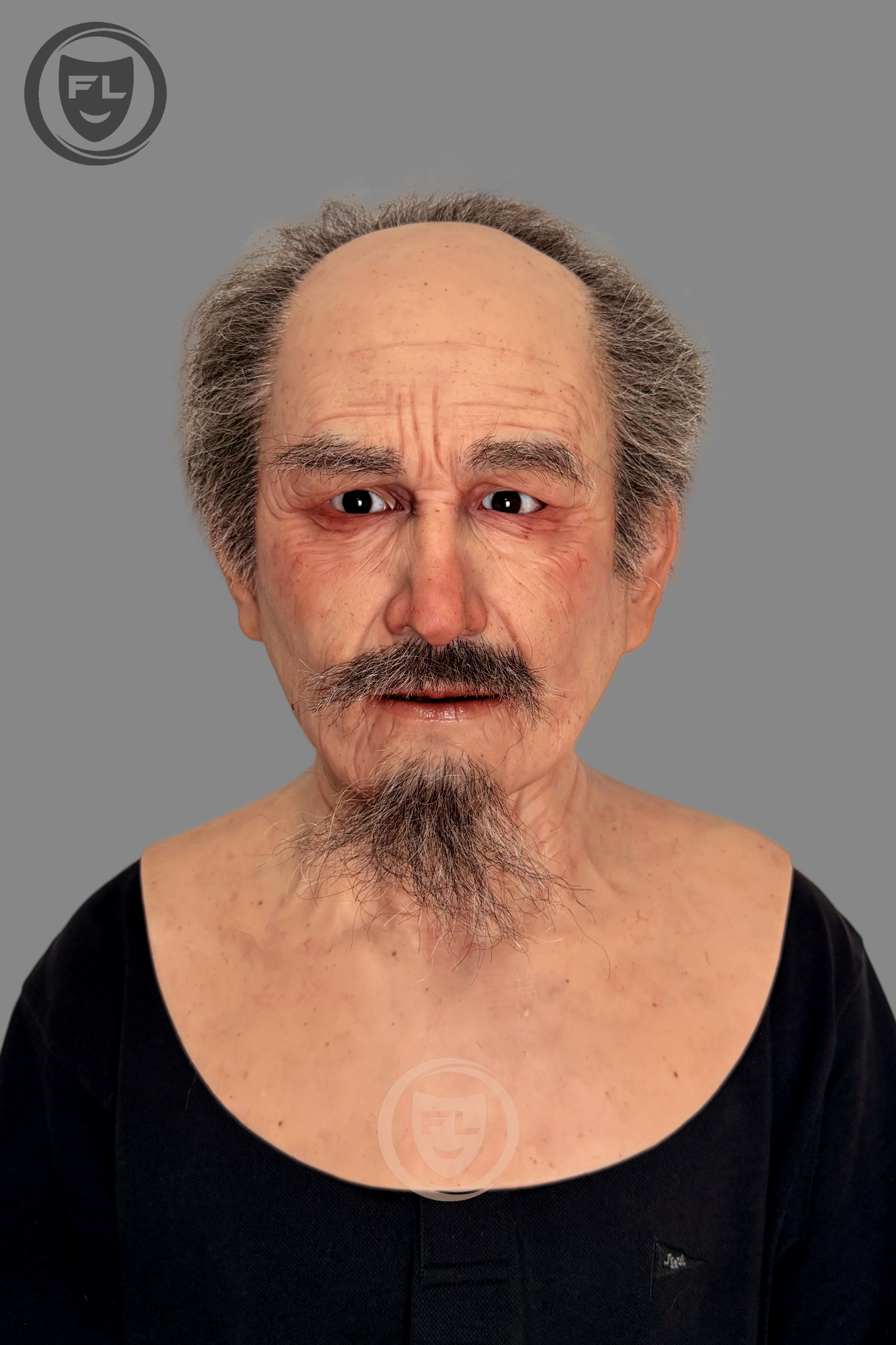 Realistic Elderly Silicone Mask – Bald Old Man Full Head Disguise