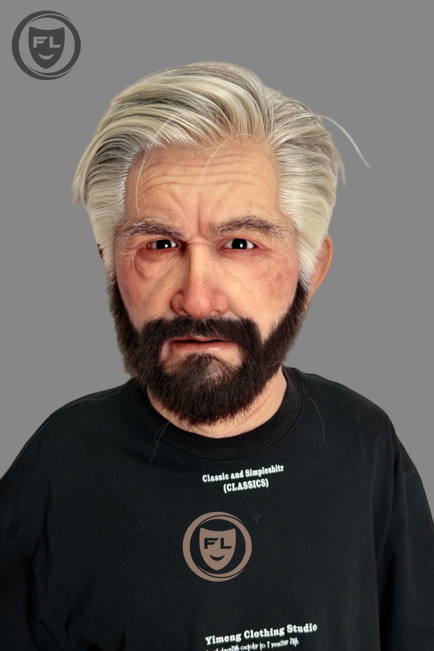 Ultra Realistic Silicone Mask with Hair and Beard Full Head Old Man Cosplay Mask