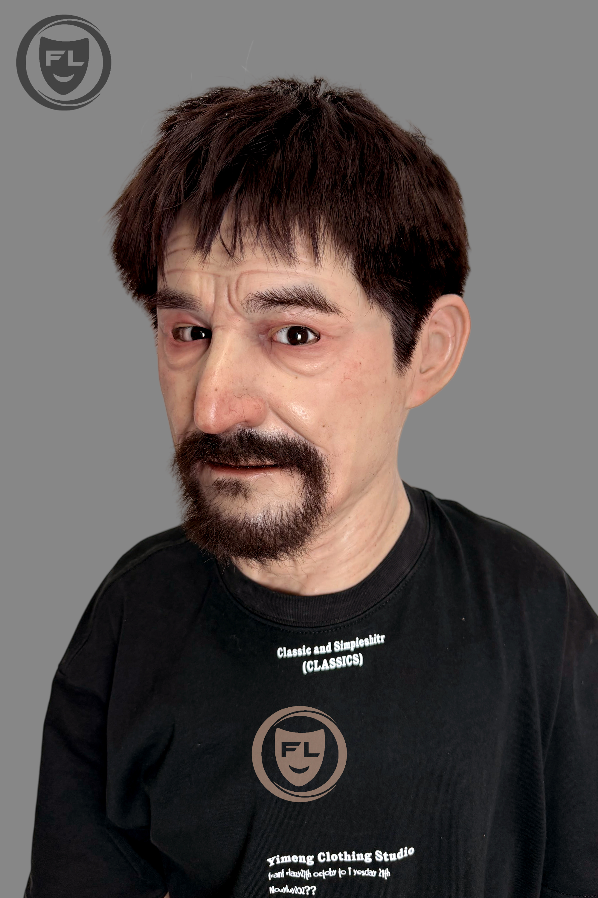 Realistic Silicone Mask Full Head Male Face Mask with Hair Beard Cosplay