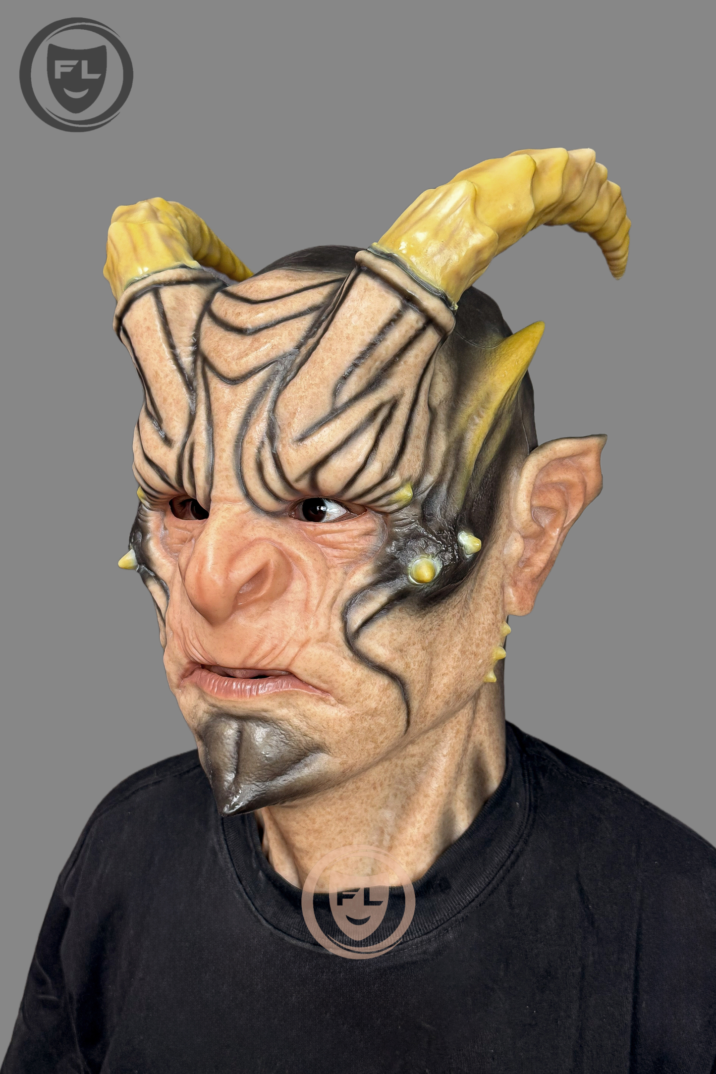 Demon Horn Silicone Mask – Ultra Realistic Full Head Monster Mask for Halloween & Cosplay