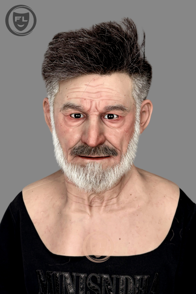Elderly male silicone mask front view