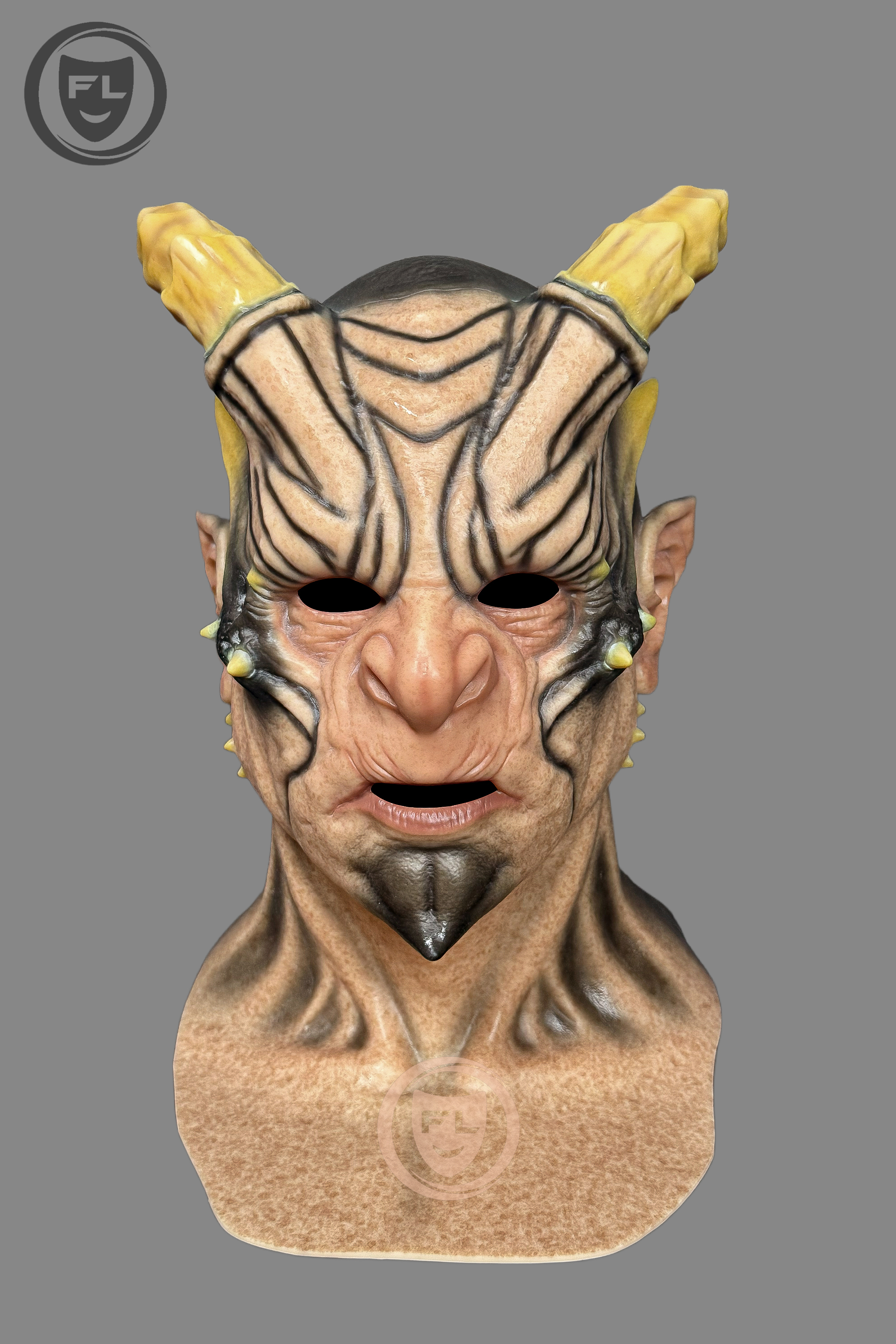 Demon Horn Silicone Mask – Ultra Realistic Full Head Monster Mask for Halloween & Cosplay