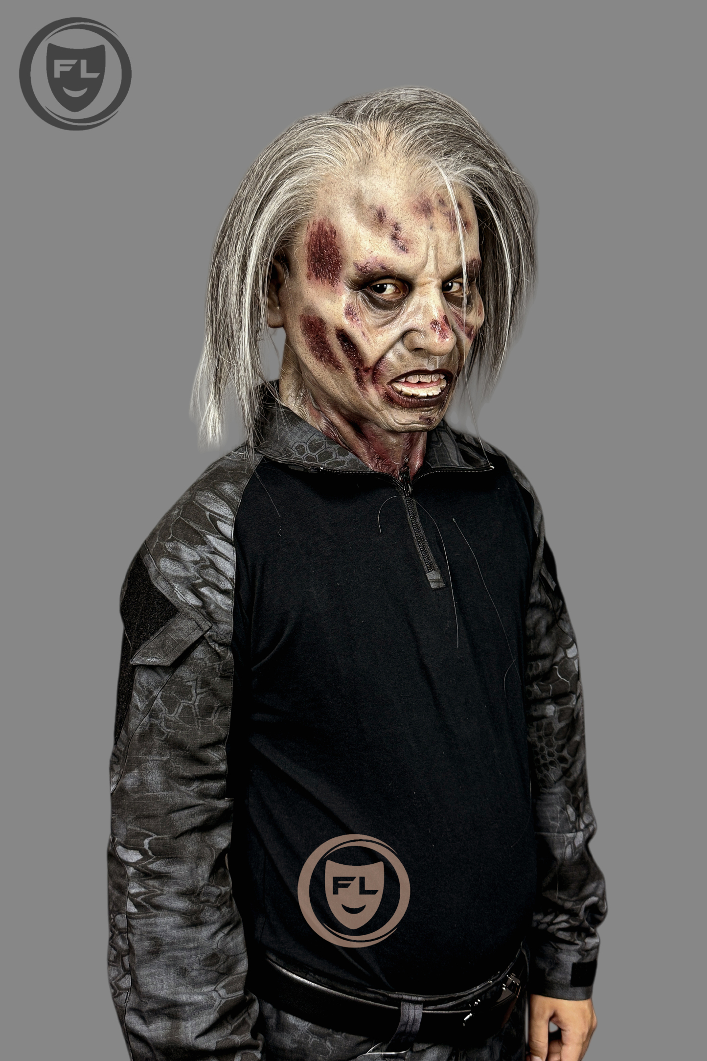 Hyper-Realistic Zombie Soldier Silicone Mask - Full Face Halloween Cosplay Horror Mask