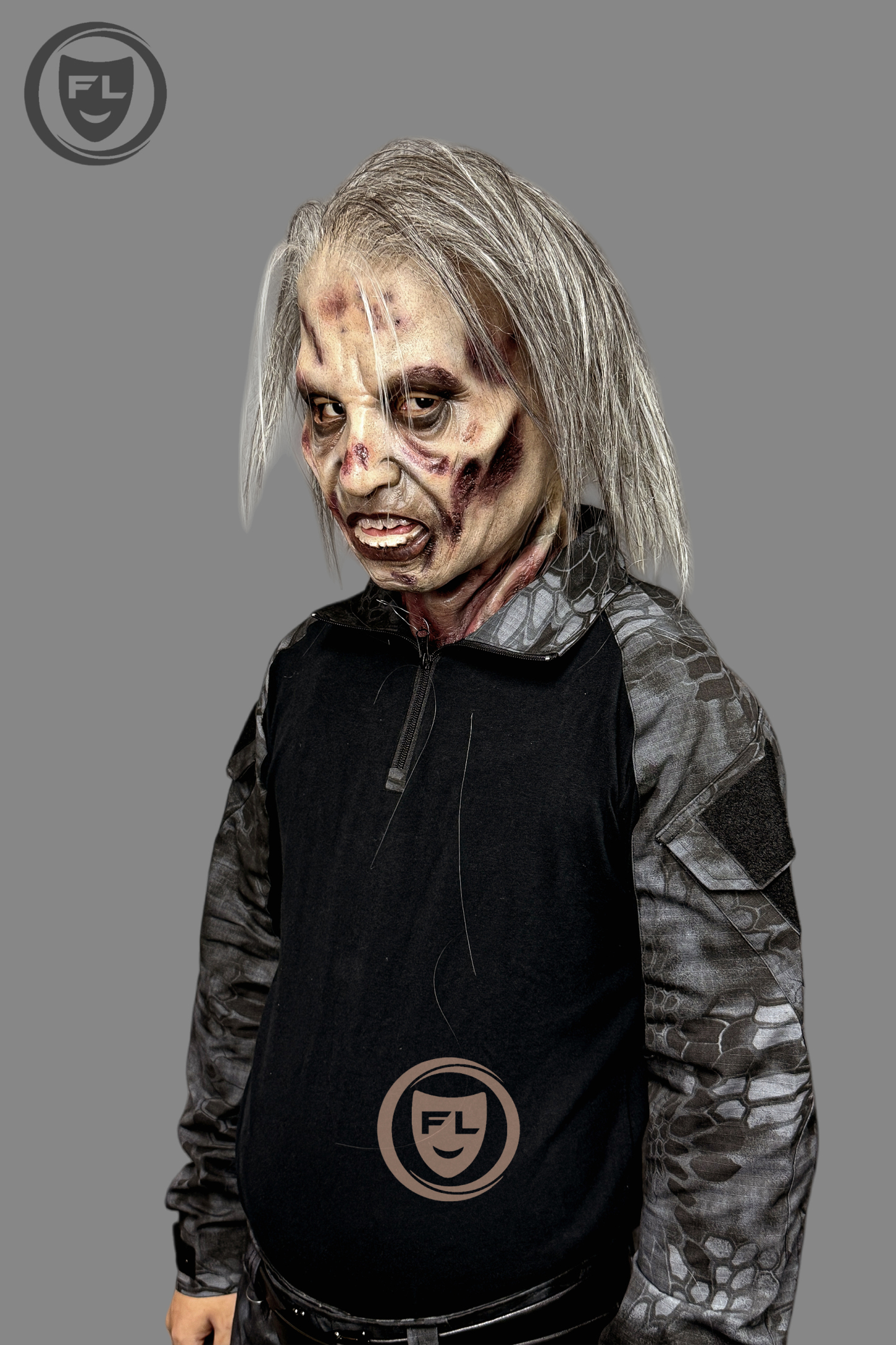 Hyper-Realistic Zombie Soldier Silicone Mask - Full Face Halloween Cosplay Horror Mask