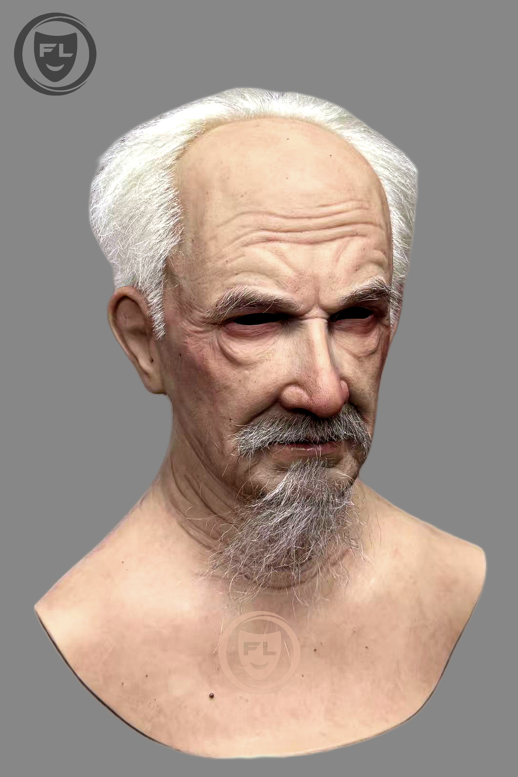 Realistic Elderly Man Silicone Mask | Full Head Old Man Mask with Beard