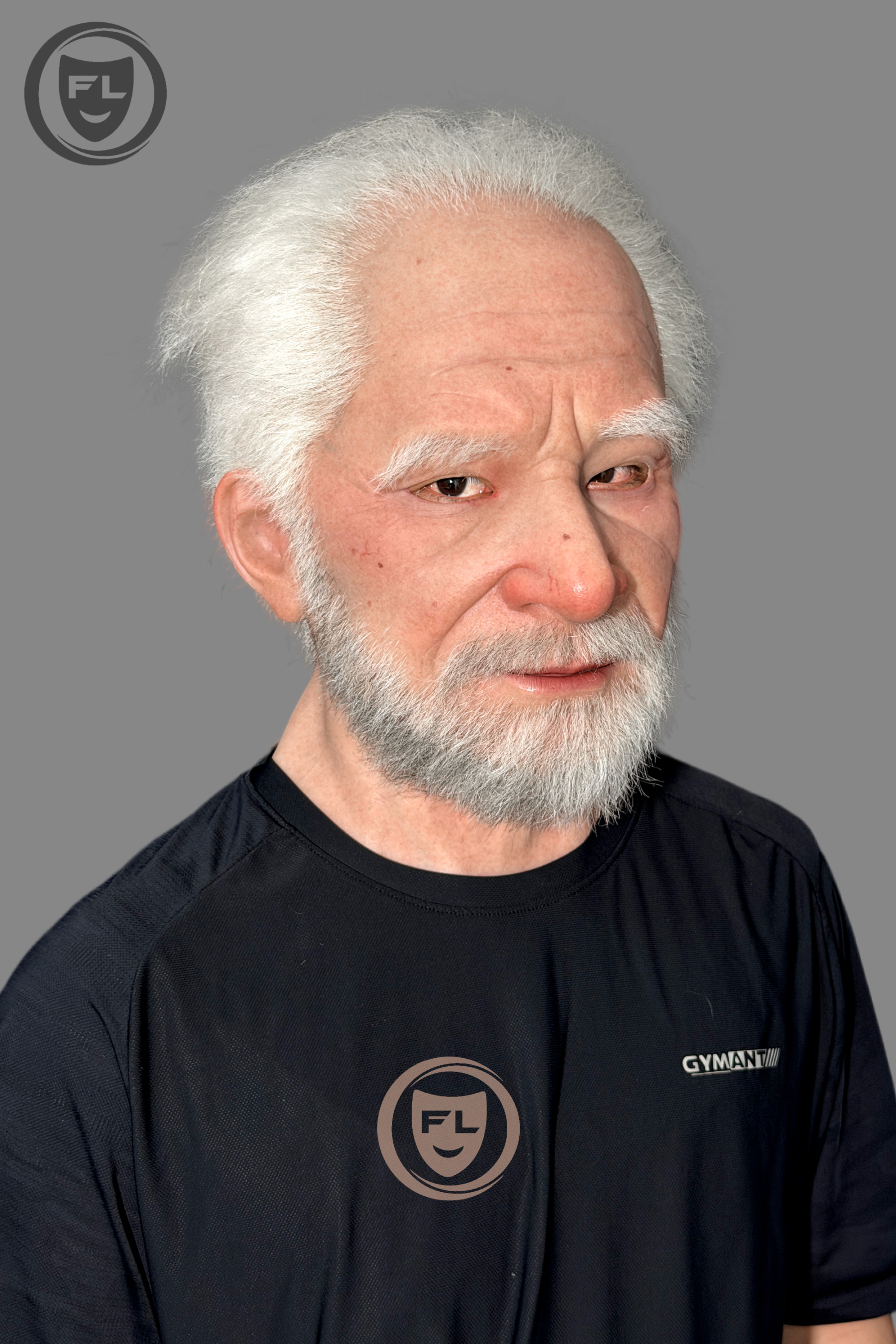 Ultra Realistic Elderly Silicone Mask – Full Head Old Man Disguise with White Hair & Beard