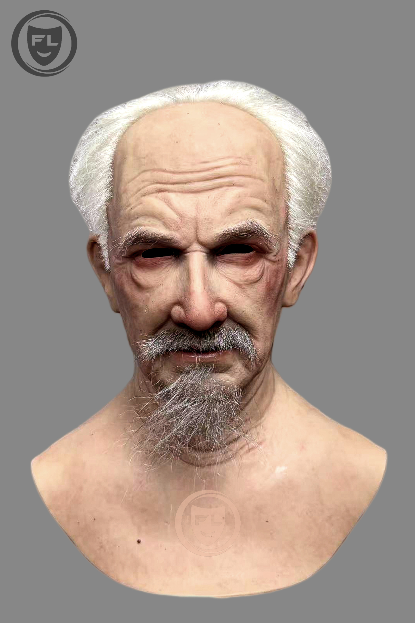 Realistic Elderly Man Silicone Mask | Full Head Old Man Mask with Beard