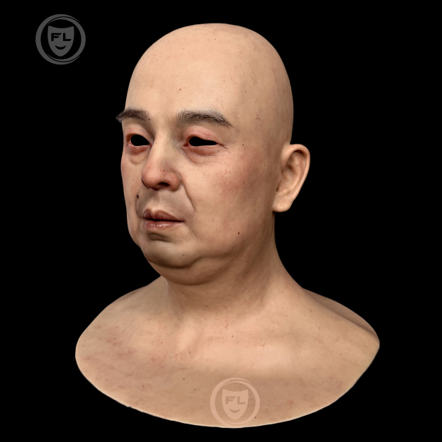 Wearable elderly silicone mask for Halloween cosplay