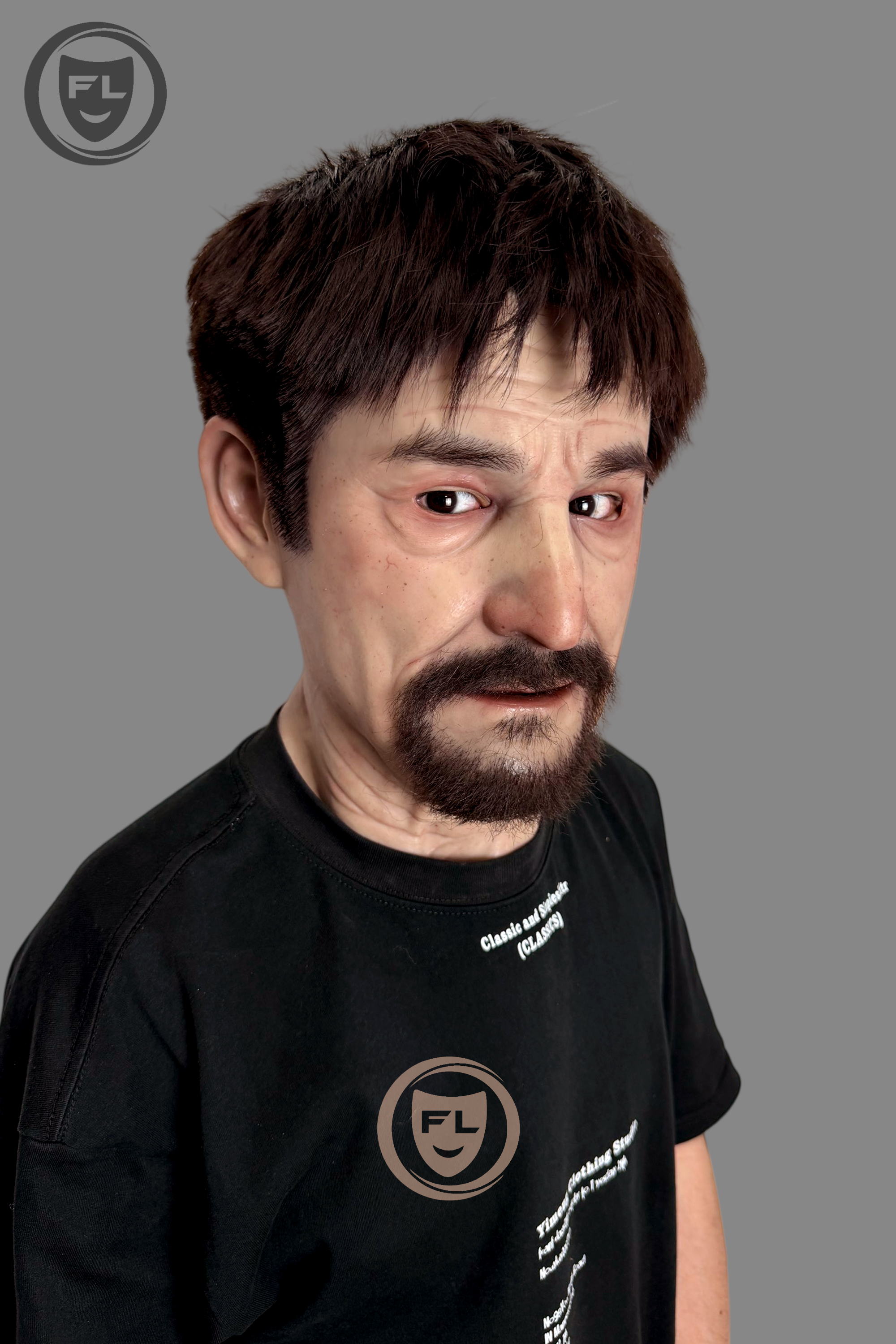 Realistic Silicone Mask Full Head Male Face Mask with Hair Beard Cosplay