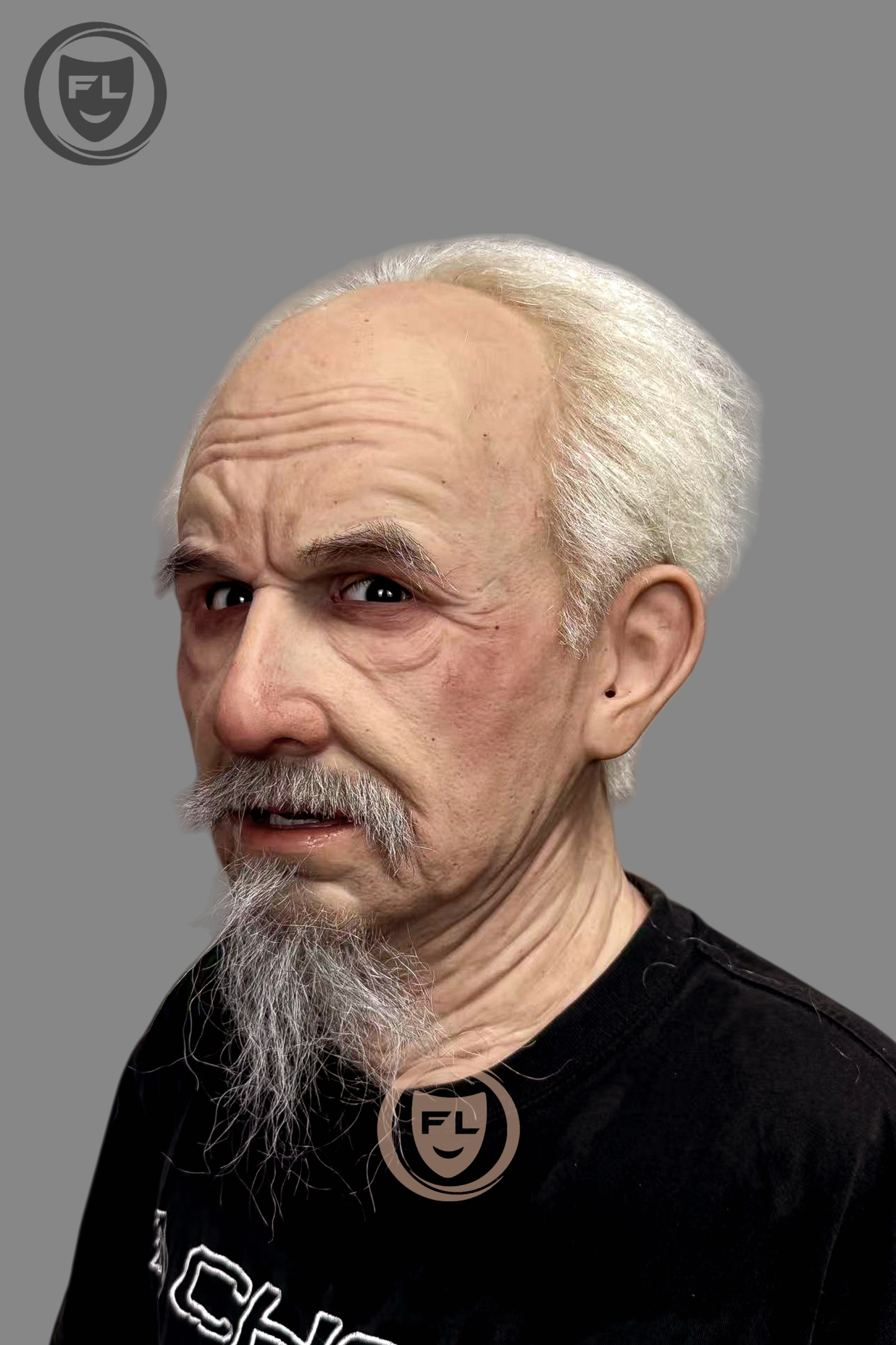Realistic Elderly Man Silicone Mask | Full Head Old Man Mask with Beard