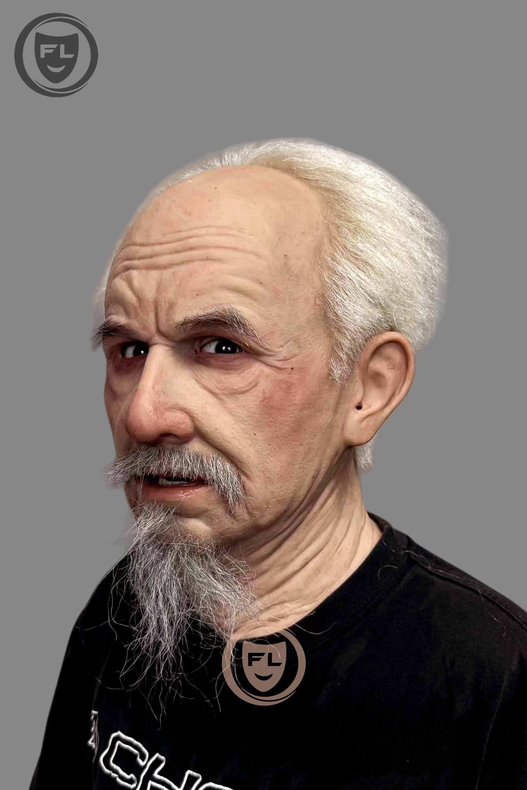 Realistic Elderly Man Silicone Mask | Full Head Old Man Mask with Beard