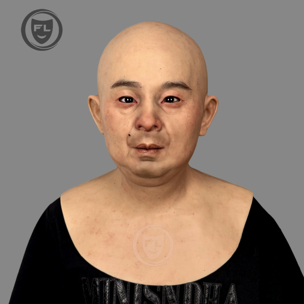 Realistic elderly male silicone mask front view
