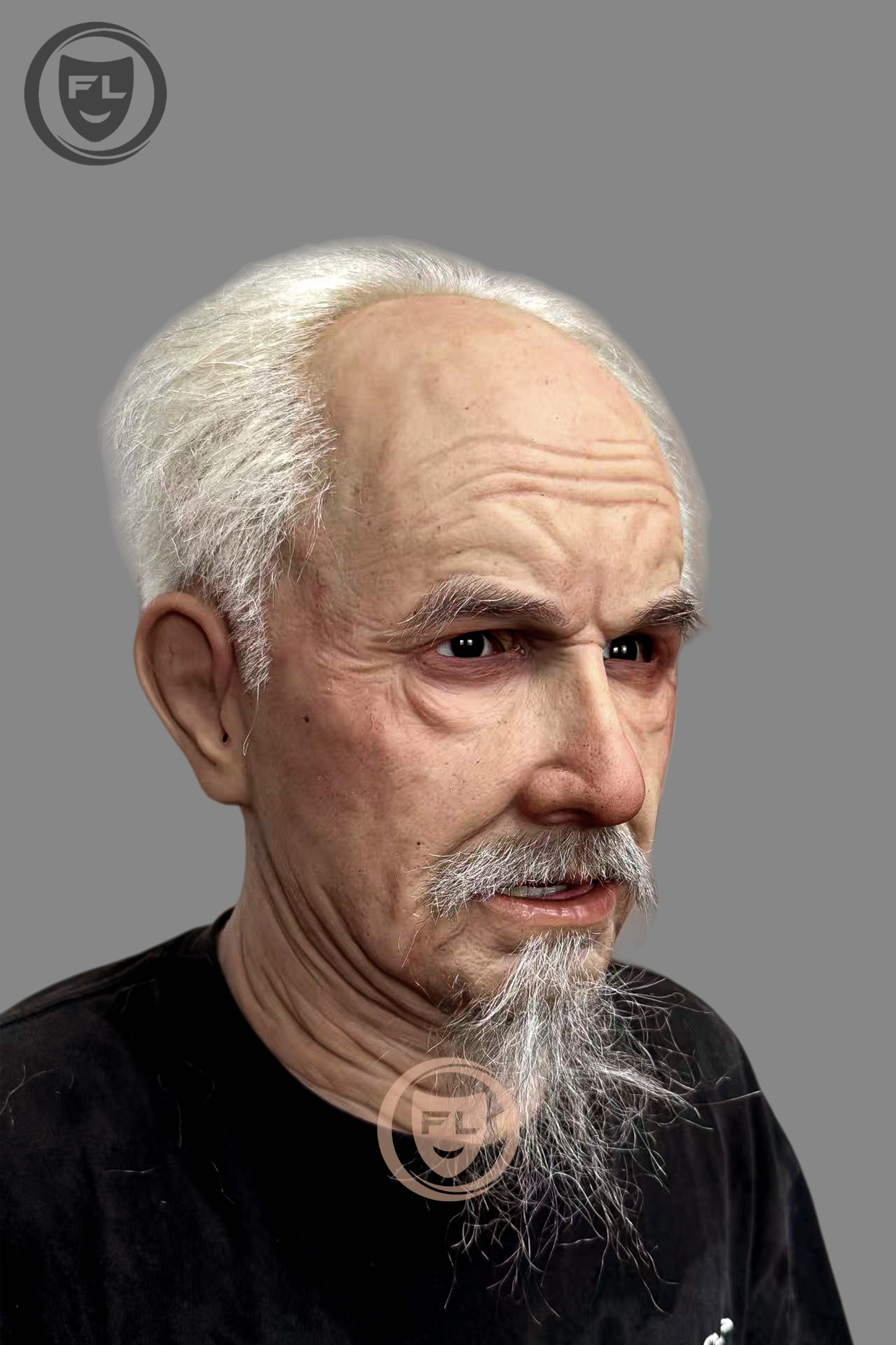 Realistic Elderly Man Silicone Mask | Full Head Old Man Mask with Beard