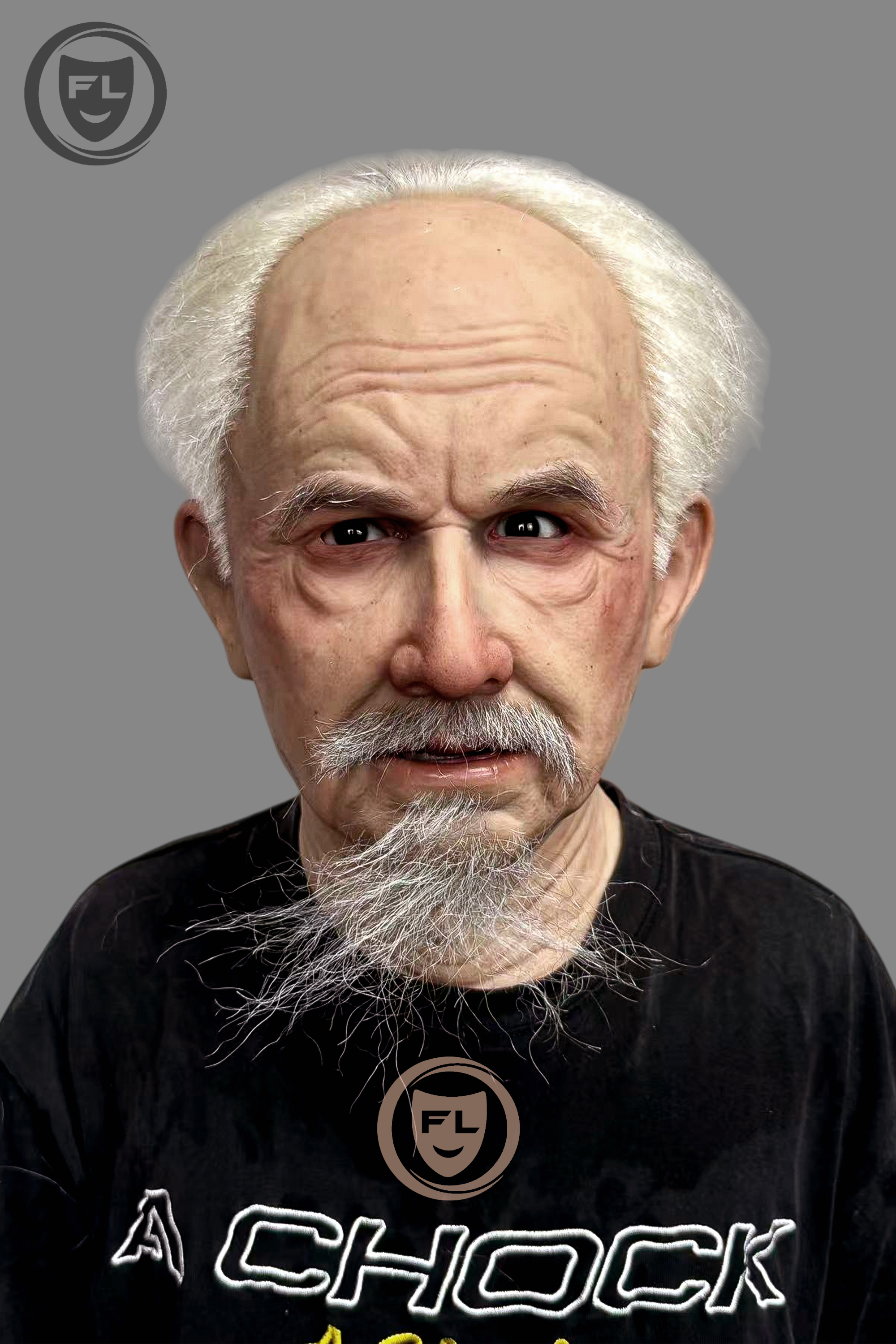 Realistic Elderly Man Silicone Mask | Full Head Old Man Mask with Beard
