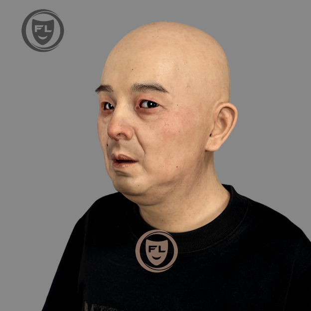 Wearable elderly silicone mask for Halloween cosplay