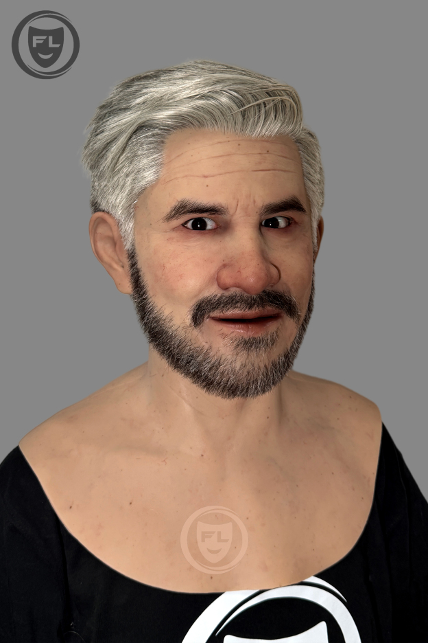 Silver hair silicone mask realistic human disguise