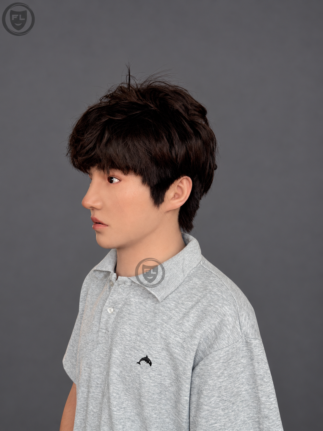 Handsome Young Man with Single Eyelids Silicone Face Mask