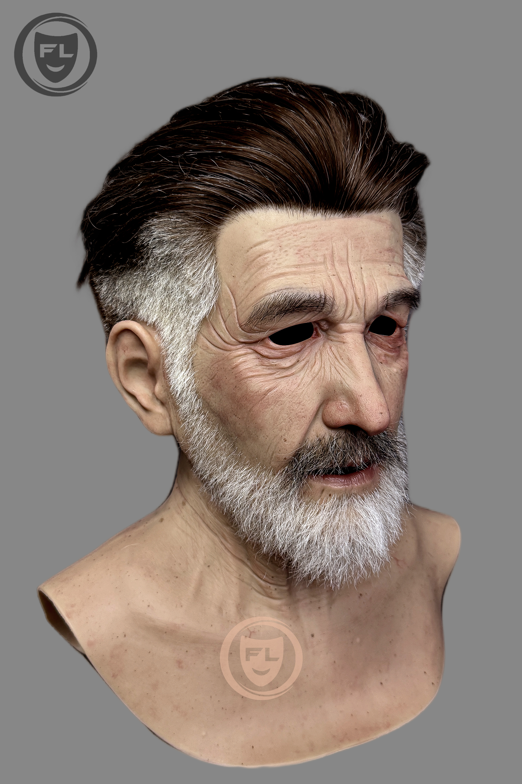 Stern Ultra Realistic Elderly Male Silicone Mask – Full Head Cosplay & Film Prop