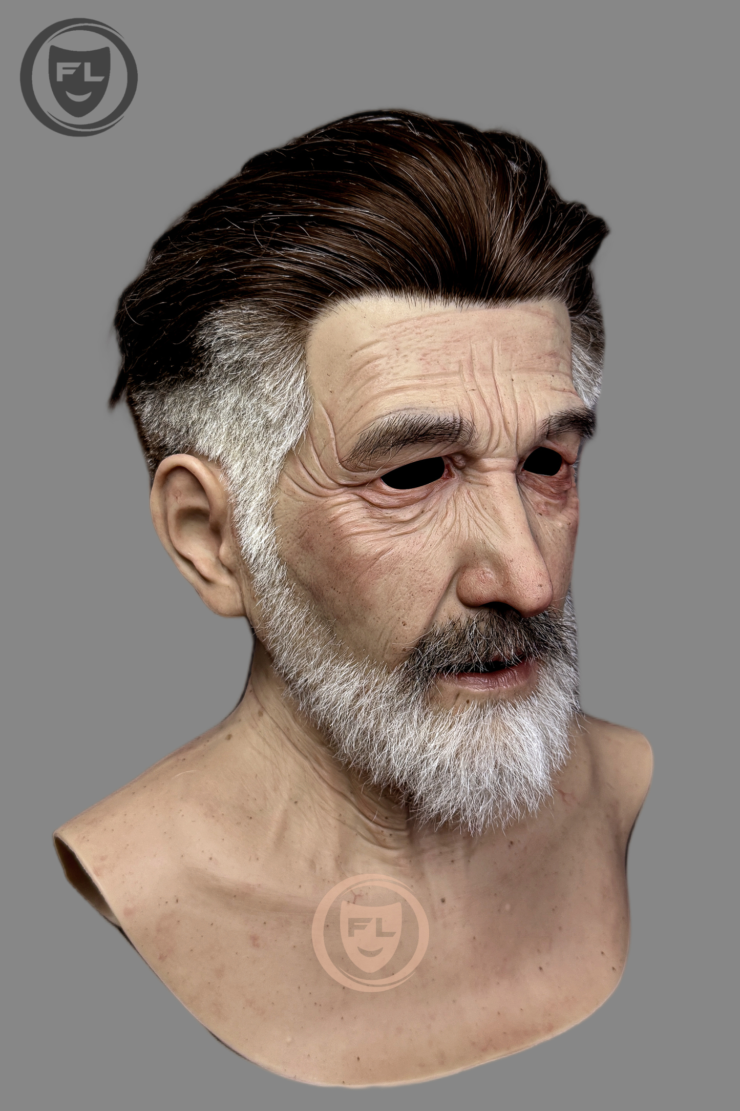 Stern Ultra Realistic Elderly Male Silicone Mask – Full Head Cosplay & Film Prop