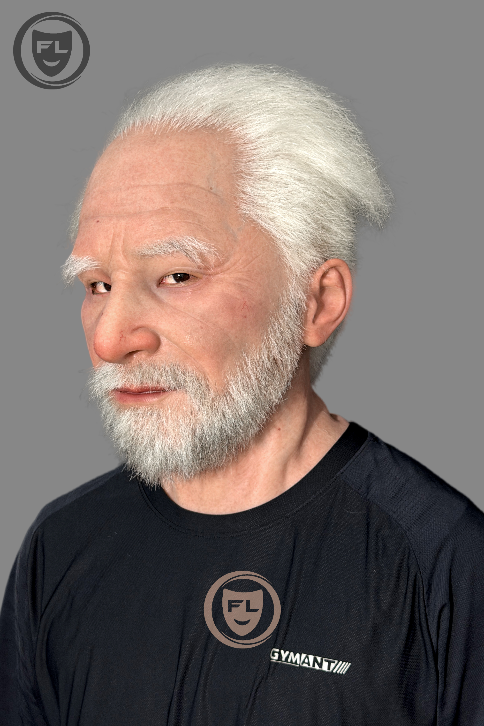 Ultra Realistic Elderly Silicone Mask – Full Head Old Man Disguise with White Hair & Beard