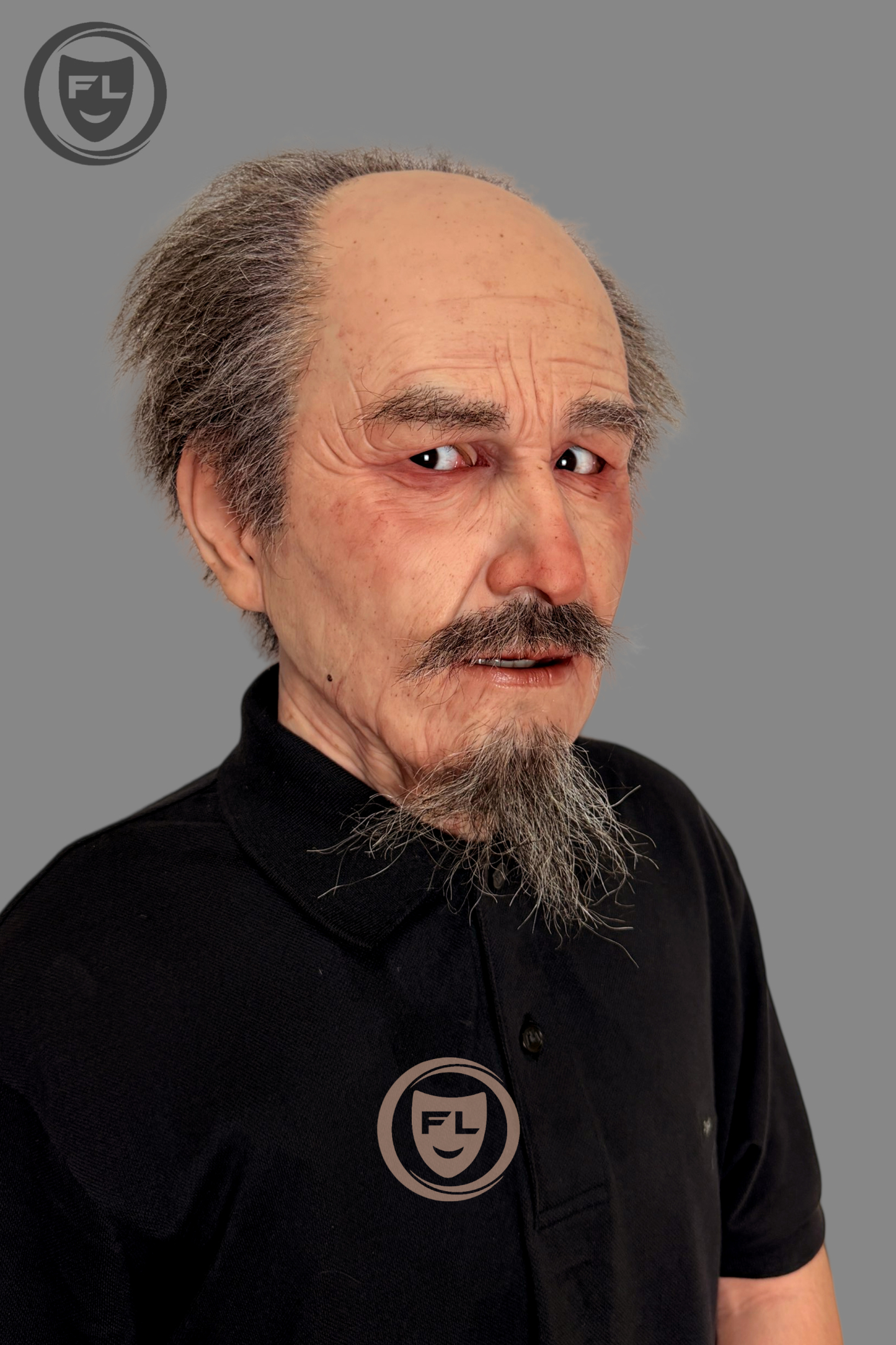 Realistic Elderly Silicone Mask – Bald Old Man Full Head Disguise