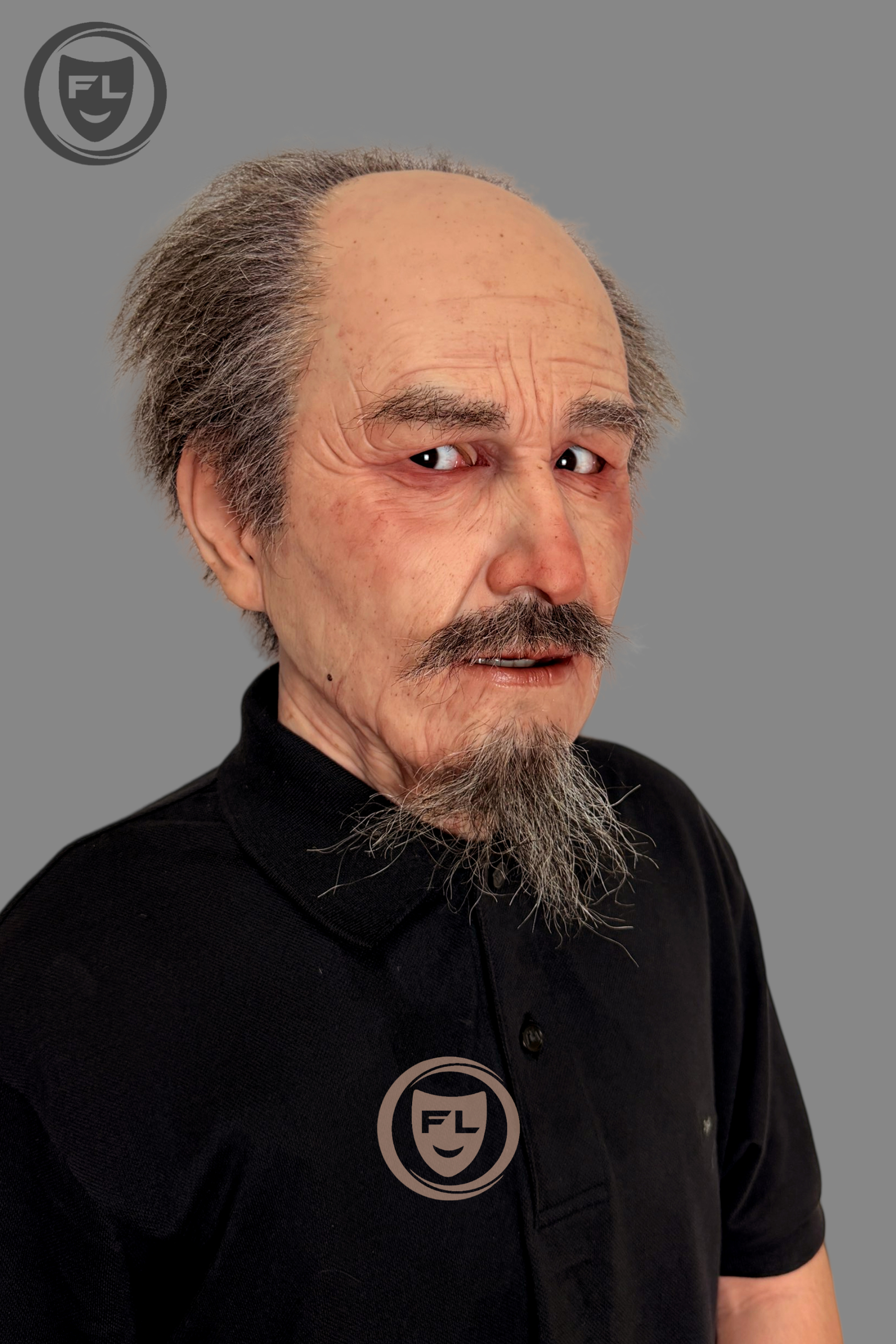 Realistic Elderly Silicone Mask – Bald Old Man Full Head Disguise