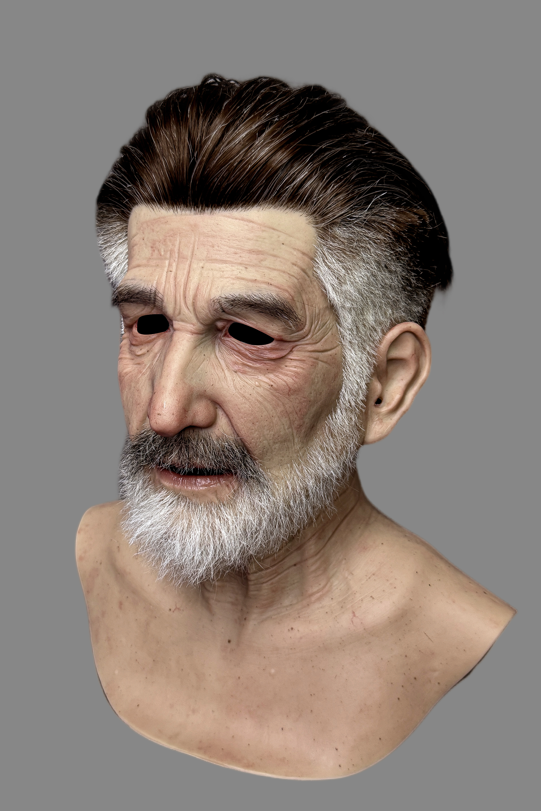 Stern Ultra Realistic Elderly Male Silicone Mask – Full Head Cosplay & Film Prop