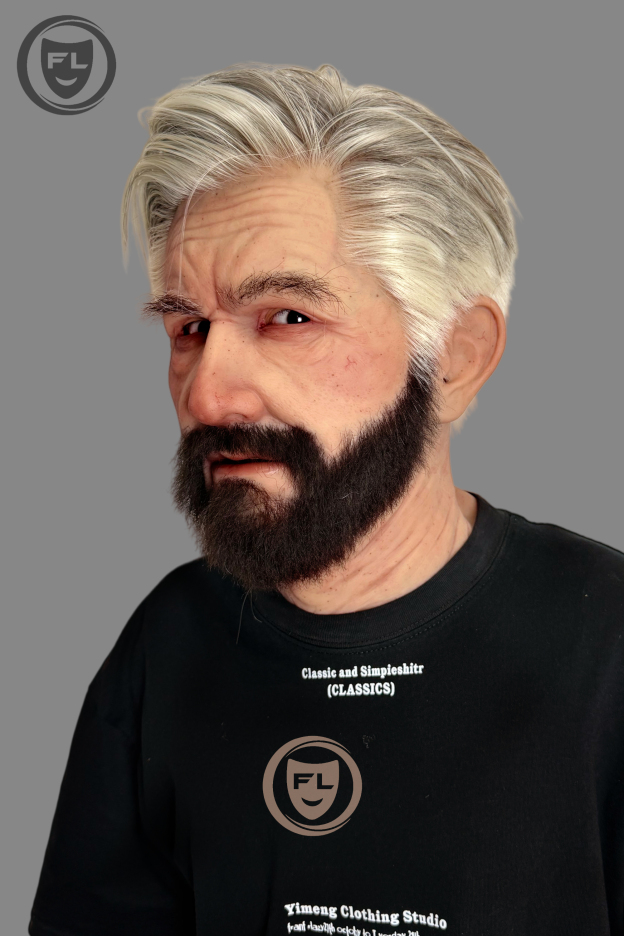 Ultra Realistic Silicone Mask with Hair and Beard Full Head Old Man Cosplay Mask