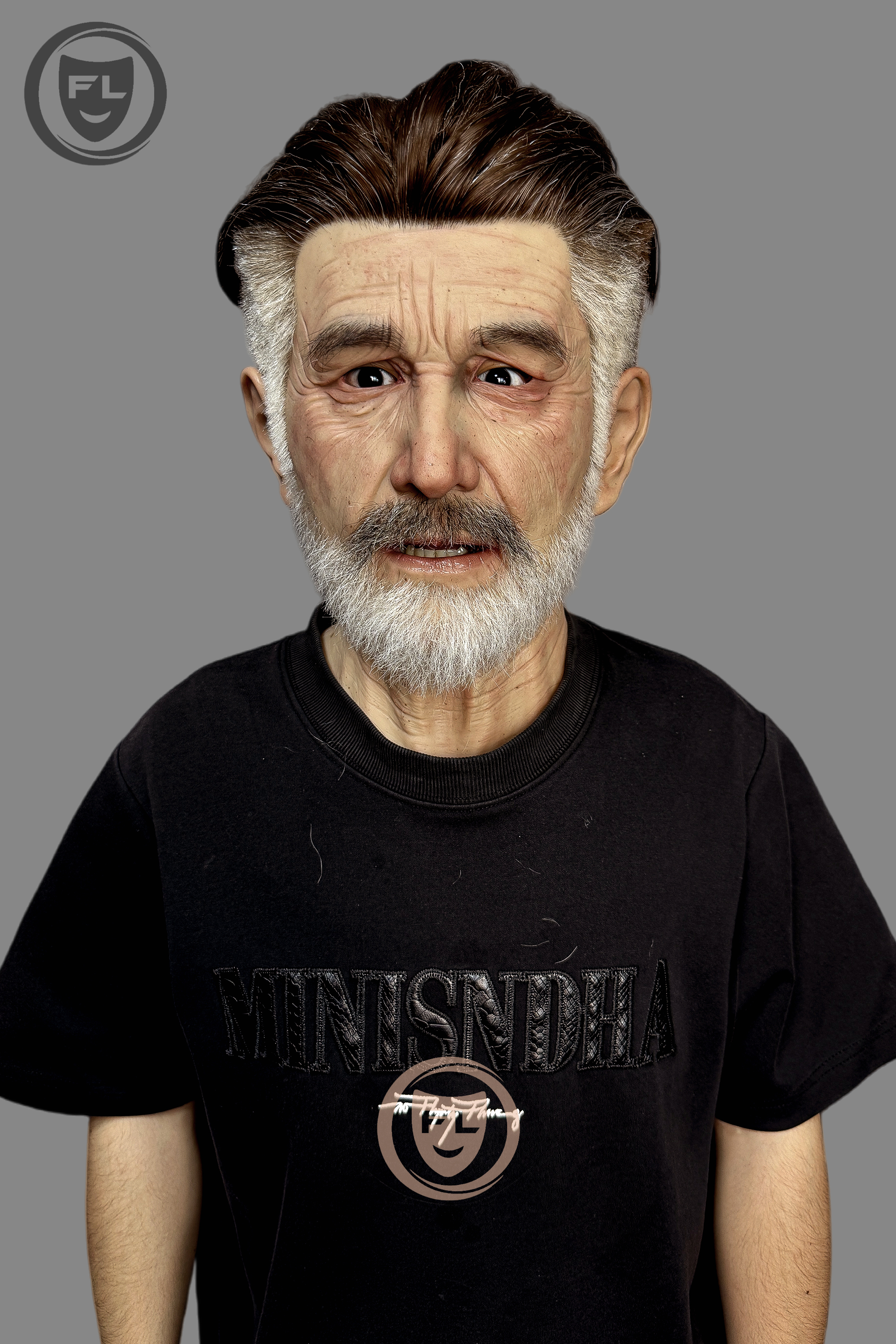 Stern Ultra Realistic Elderly Male Silicone Mask – Full Head Cosplay & Film Prop