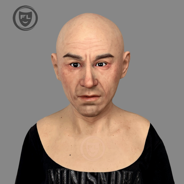 Realistic elderly male silicone mask front view