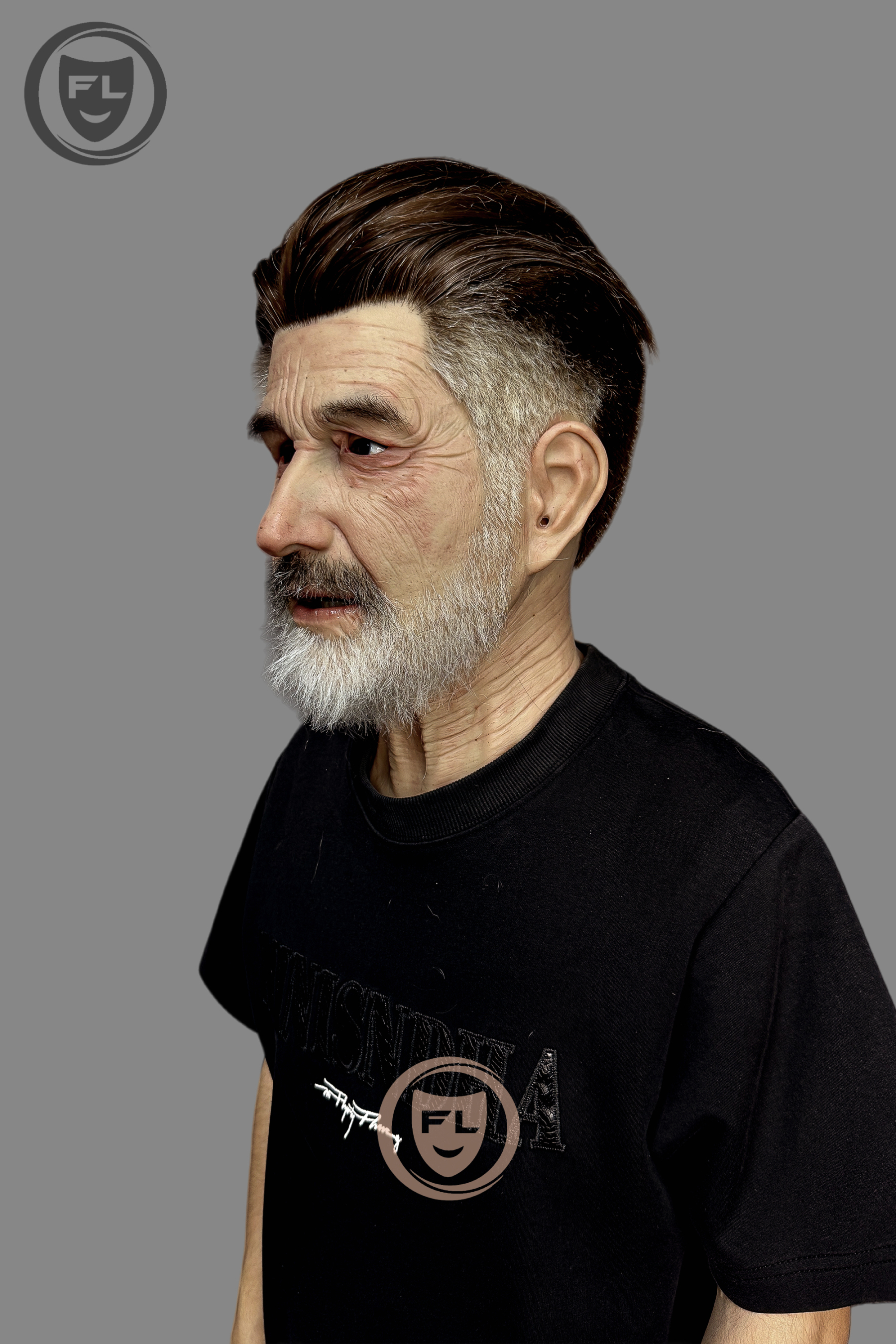 Stern Ultra Realistic Elderly Male Silicone Mask – Full Head Cosplay & Film Prop