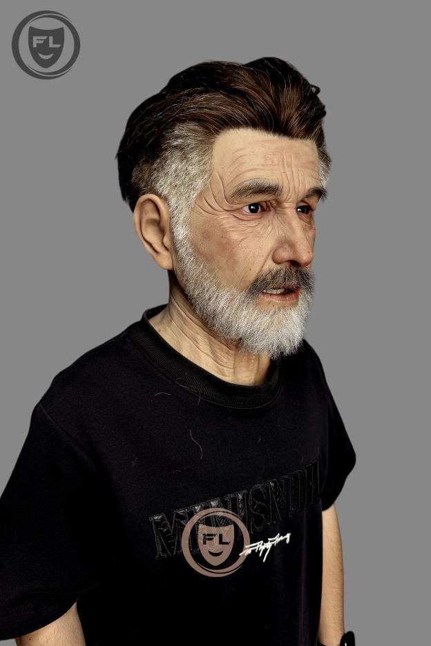 Stern elderly silicone mask right side