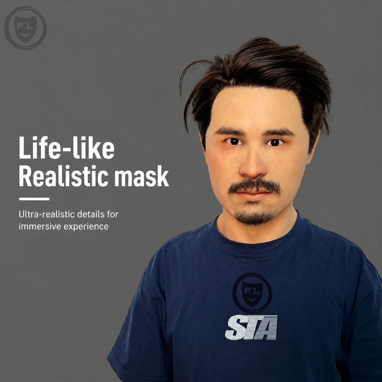 male film production mask worn front view