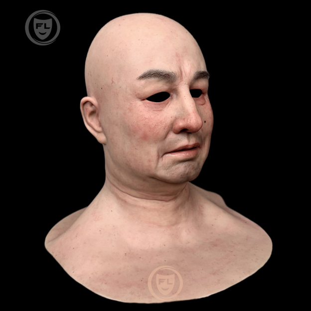 Ultra realistic elderly male silicone mask side profile
