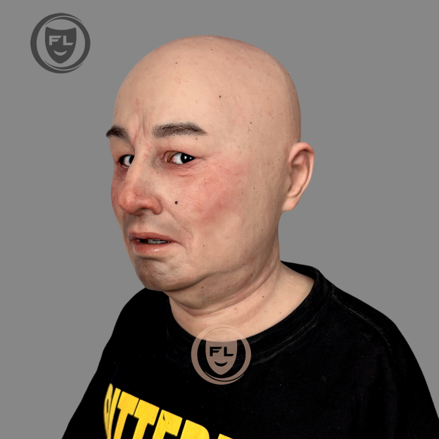 Handcrafted elderly male silicone movie prop mask