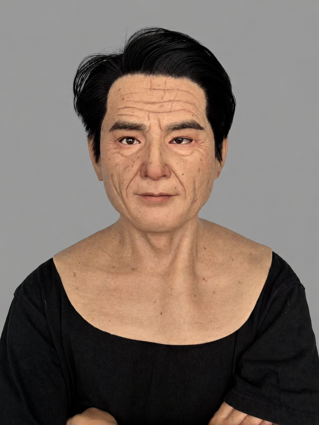 Realistic Elderly Face Jesa Silicone Mask (Black Hair)