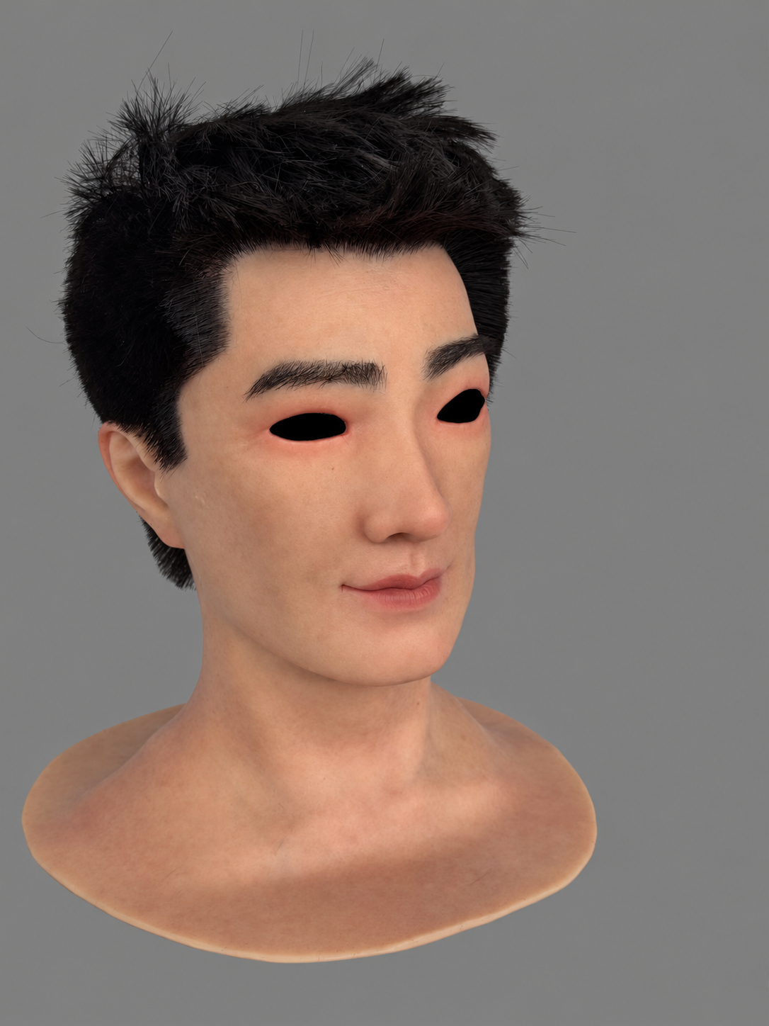 Silicone Mask of a Chinese Woman with Short Hair and Asian Features